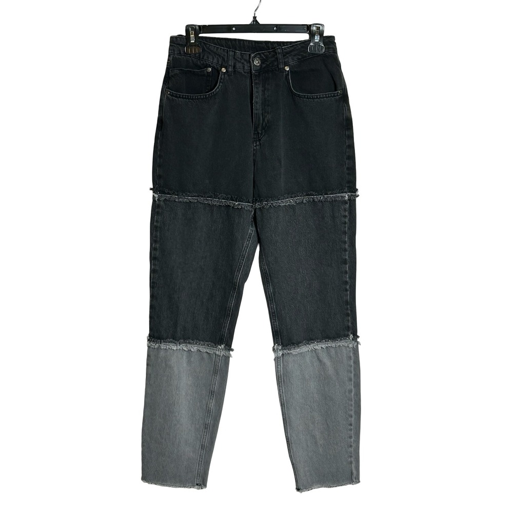 RAGGED JEANS Women's Distressed‎ Patchwork Denim Jeans Size 30 Black Gray